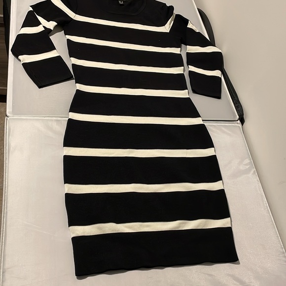 Mango Suit Striped Women White And Black knit Body Dress Size XS - Picture 14 of 16